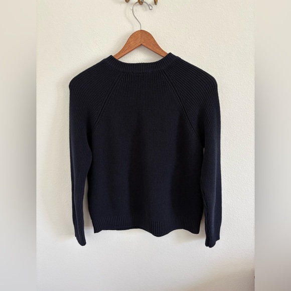 Sézane Knit Jumper with Gold Button Detail Navy Blue Sweater - Picture 7 of 11